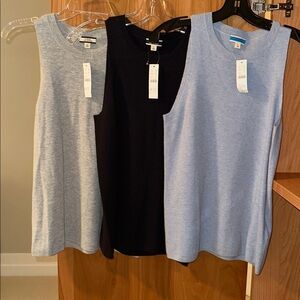 BUNDLE!! 3 J Crew Featherweight Cashmere Tanks in Navy, Gray & Light Blue Sz L